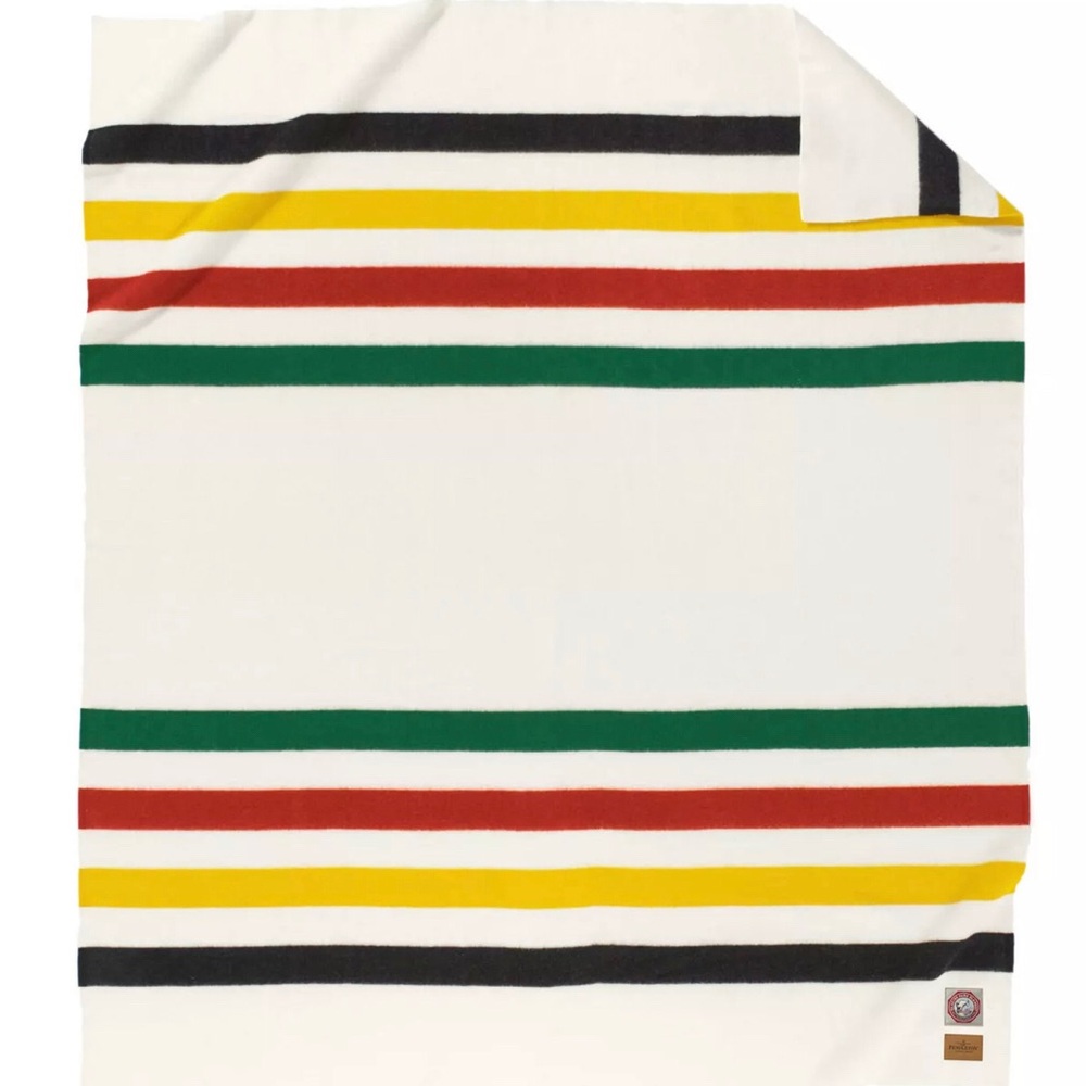 Vintage Pendleton Glacier Park Blanket 100% Virgin Wool Striped 68” x 88.5”